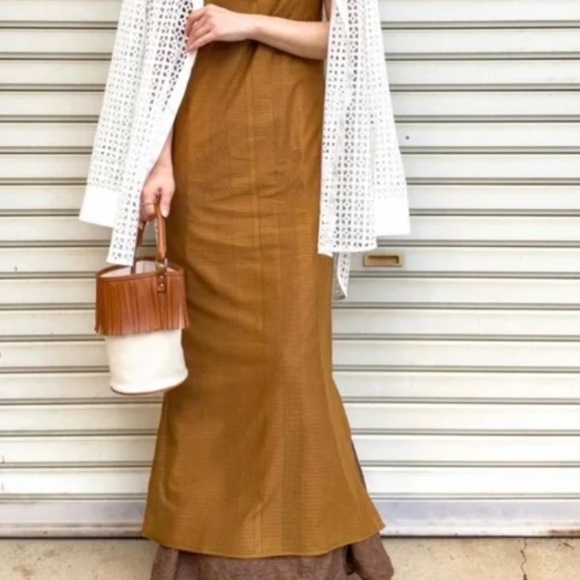 UNIQLO x MAME KUROGOUCHI Mesh Sleeveless Long Dress Brown Size M Sheer Fit NWT - Picture 8 of 10